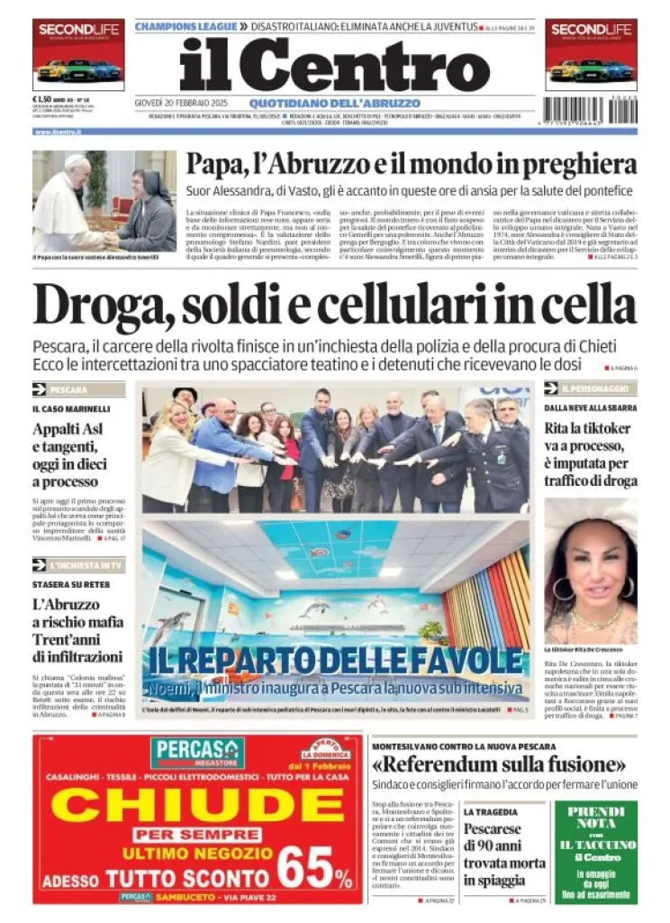 Prima-pagina-il centro-oggi-edizione-del-2025-02-20